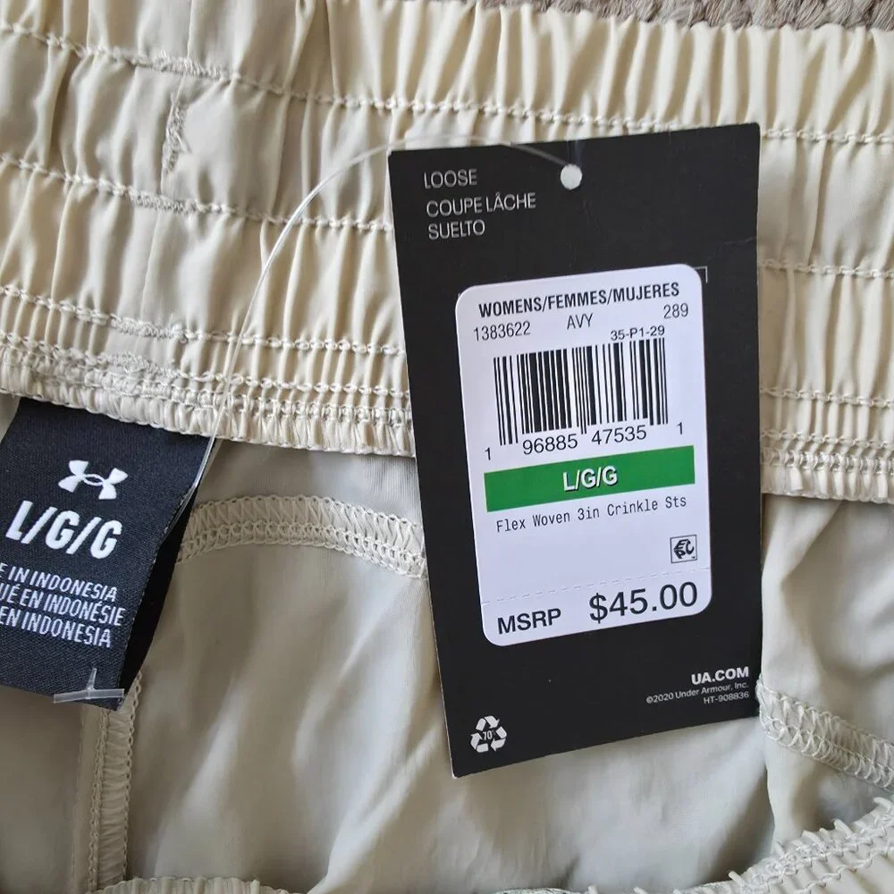 NWT Under Armour Women's Flex Woven 3 Inch Crinkle Shorts Size L